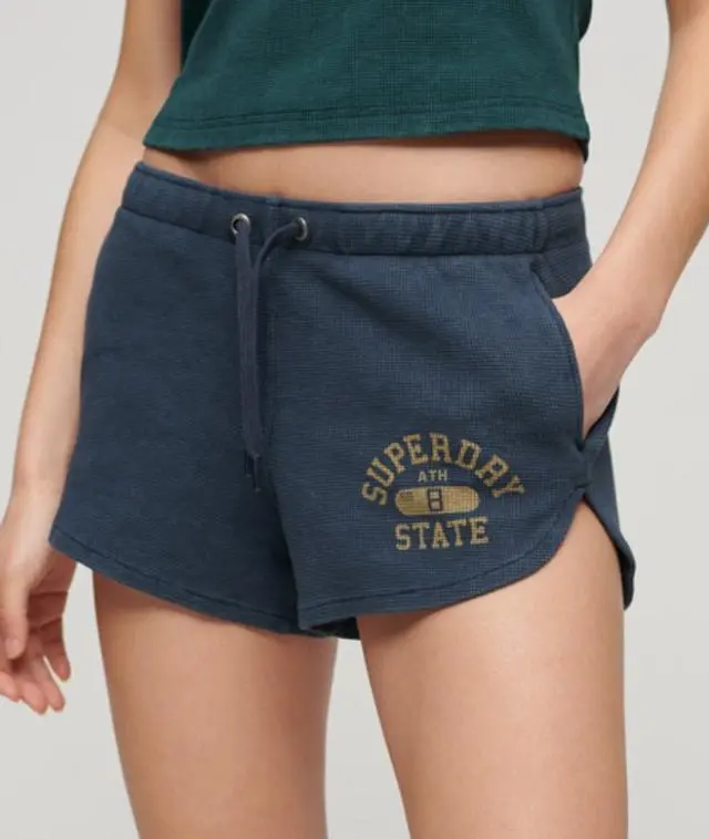 Superdry & Co Women's Athletic Essential Waffle Shorts Blue / Blueberry Navy - 
