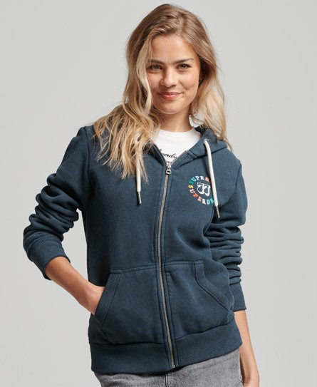 Superdry Women's Vintage Rainbow Zip Hoodie Navy / Eclipse Navy - 