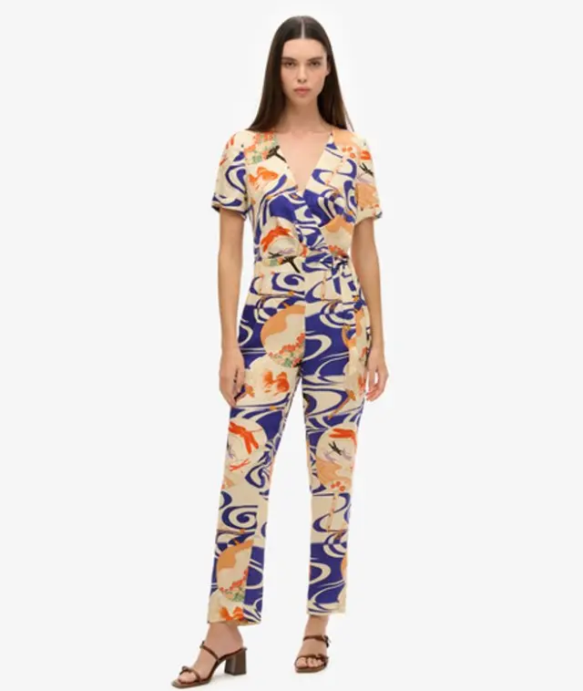 Superdry & Co Women's Classic Vintage Woven Jumpsuit, Blue, 