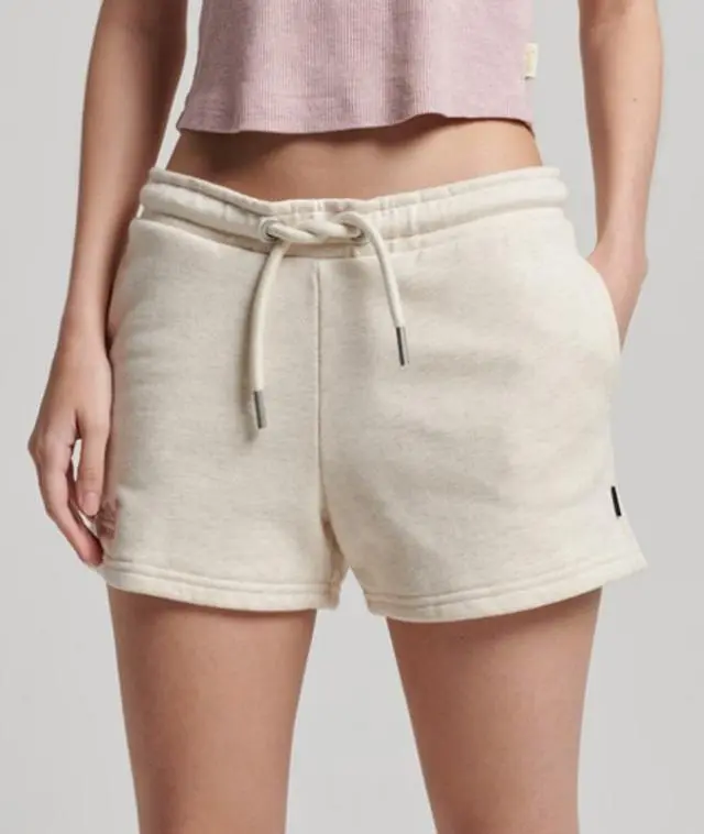 Superdry Women's Logo Embroidered Vintage Jersey Shorts, Cream, 