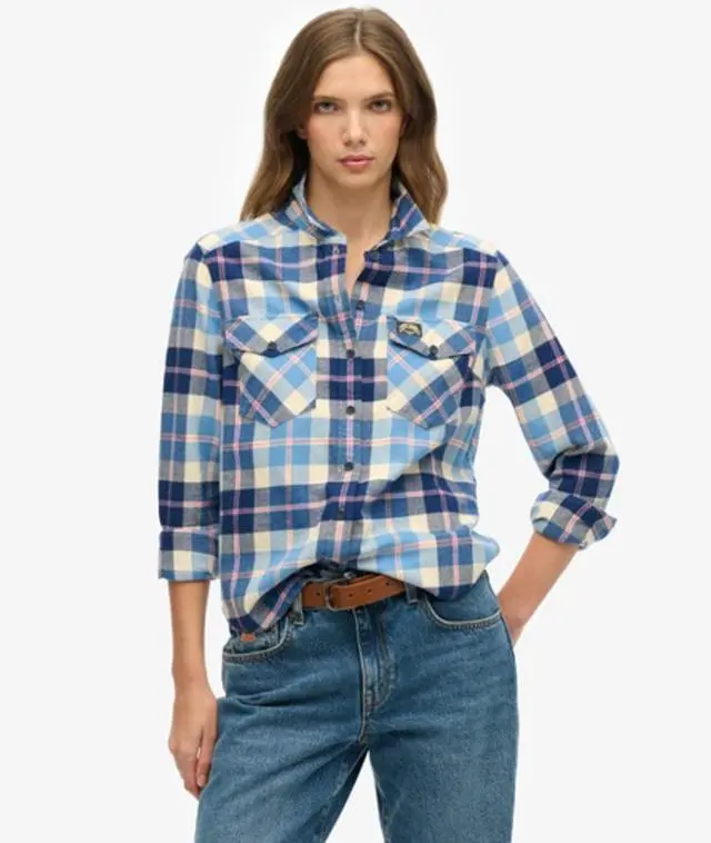 Superdry Women's Lumberjack Check Flannel Shirt Blue / Classic Blue Check - 