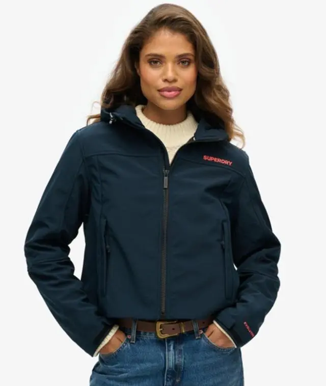 Superdry & Co Women's Code Trekker Hooded Softshell Jacket Navy / Eclipse Navy/coral - 