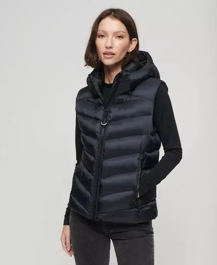 Superdry Women's Hooded Fuji Padded Gilet Navy / Eclipse Navy -