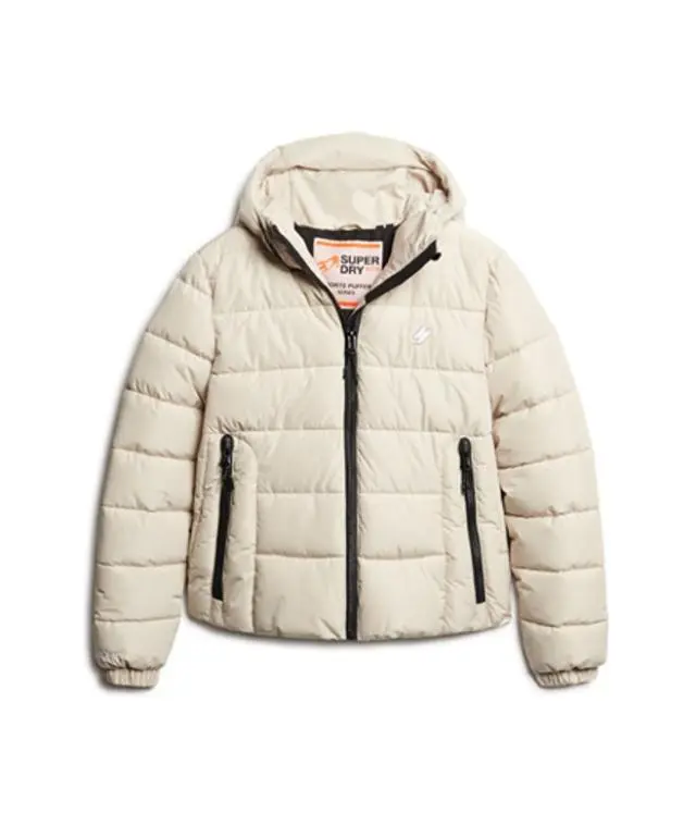 Superdry Women's Hooded Spirit Sports Puffer Jacket Beige / Pelican - 