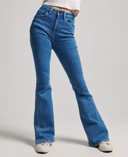 Superdry Women's Organic Cotton High Waisted Skinny Flare Jeans Blue / 70s Blue -
