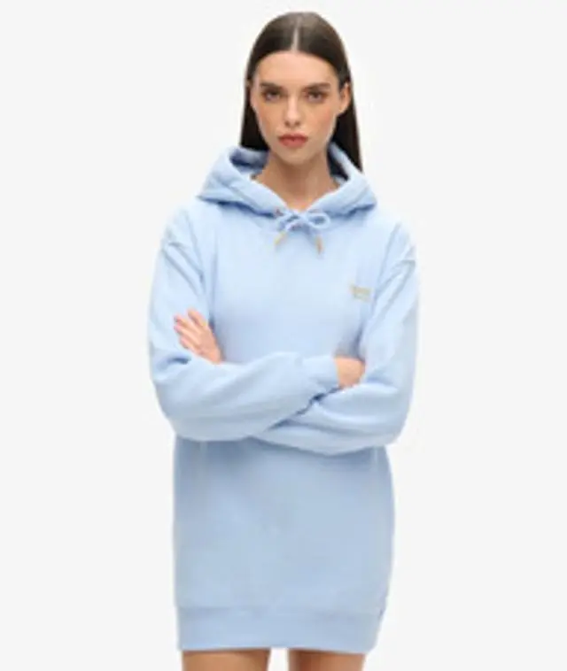 Superdry Women's Essential Hoodie Dress Blue / Rich Blue - 