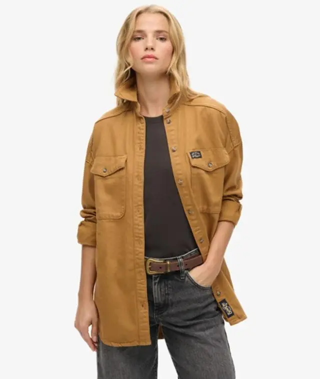 Superdry Women's Oversized Denim Shacket Brown / Caramel Brown - 