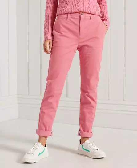 Superdry Women's Slim Chinos Pink / Skate Pink -