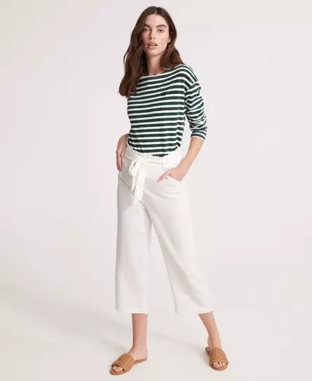 Superdry Women's Edit Linen Trousers White / Chalk White -