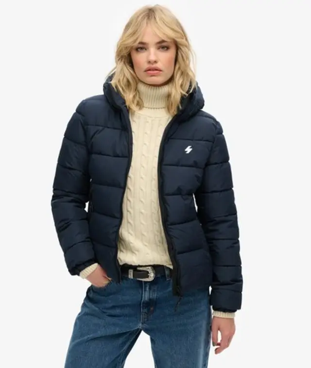 Superdry Women's Hooded Spirit Sports Puffer Jacket Navy / Deep Navy - 