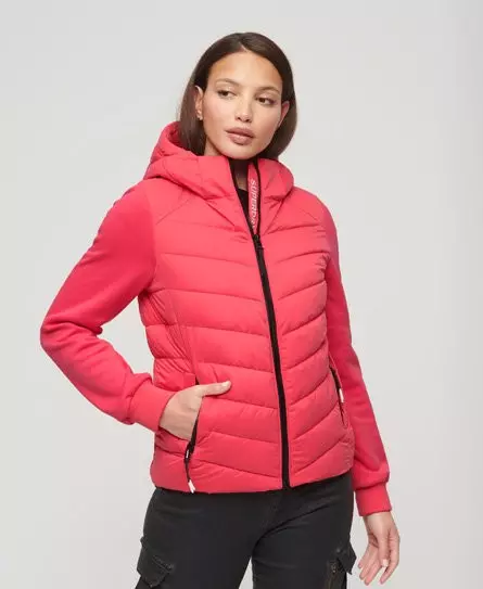 Superdry Women's Hooded Storm Hybrid Padded Jacket Pink / Active Pink -