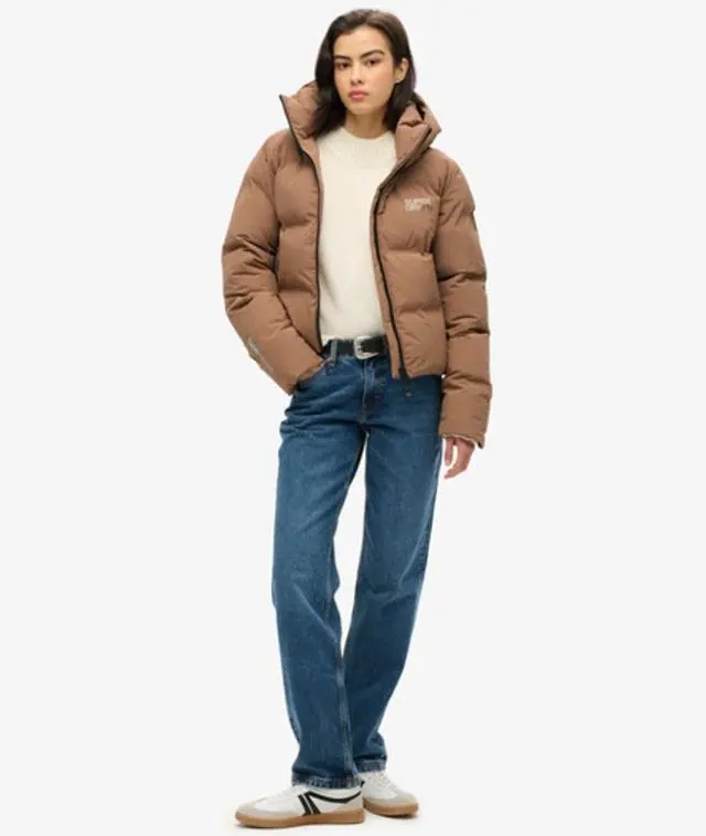 Superdry & Co Women's Hooded Boxy Puffer Jacket Brown / Rawhide Brown - 