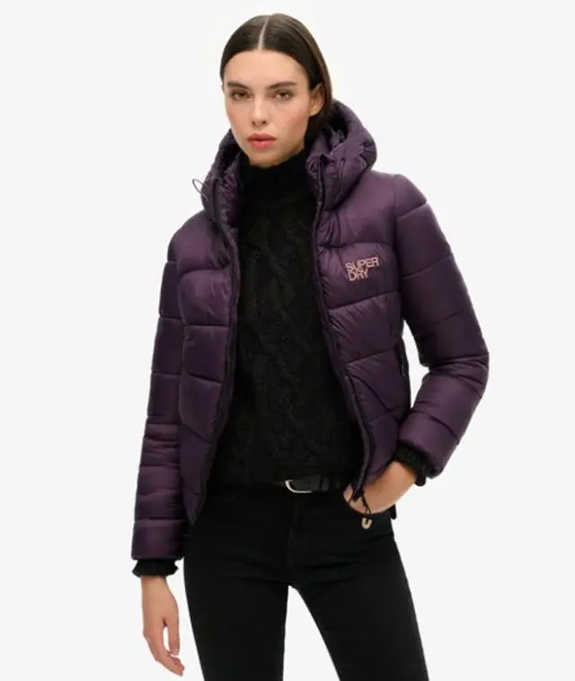 Superdry Women's Classic Nylon Bomber Jacket, Dark Purple, 
