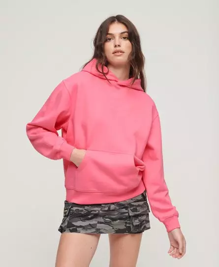 Superdry Women's Micro Logo Embroidered Boxy Hoodie Pink / Marne Pink -