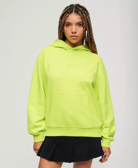 Superdry Women's Micro Logo Embroidered Boxy Hoodie Yellow / Sunny Lime Green -