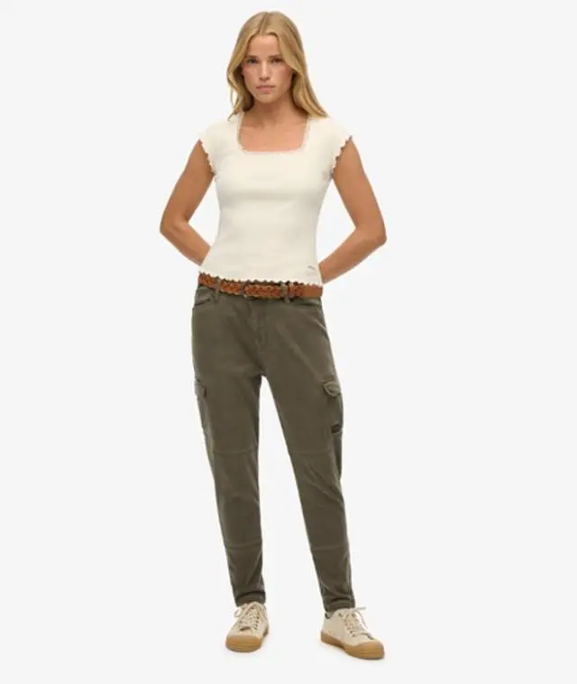 Superdry Women's Skinny Fit Cargo Pants Green / Worn Khaki Green - 