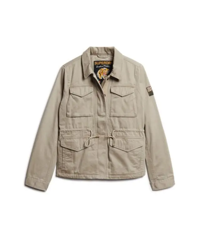 Superdry Women's Embroidered M65 Military Jacket Khaki / Vintage Khaki - 