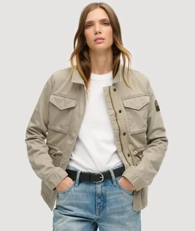 Superdry Women's Embroidered M65 Military Jacket Khaki / Vintage Khaki - 