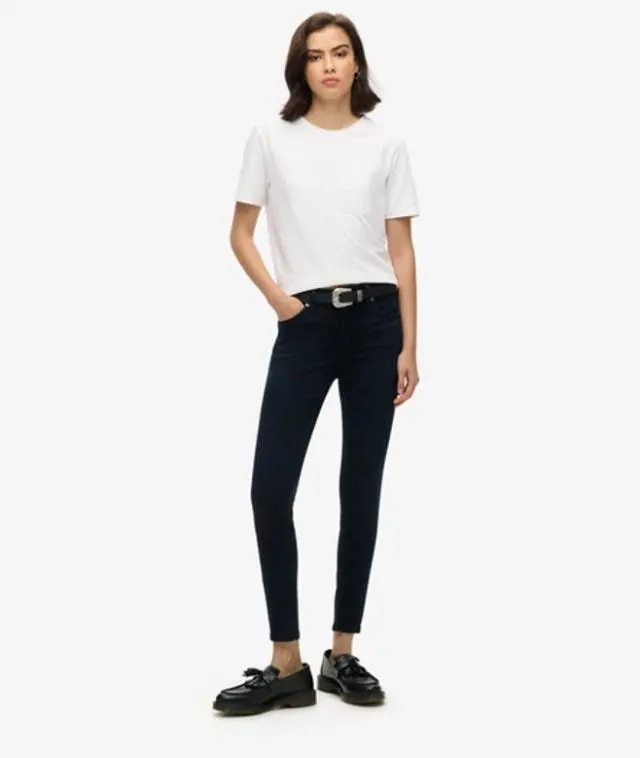 Superdry & Co Women's Organic Cotton Vintage Mid Rise Skinny Jeans Black / Viper Blue Black - 