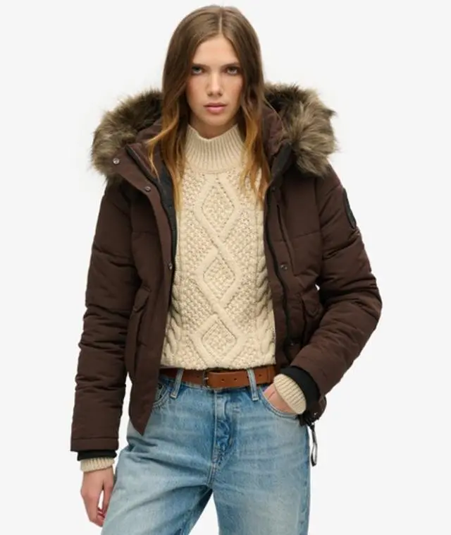 Superdry Women's Everest Hooded Bomber Jacket Brown / Java Brown - 