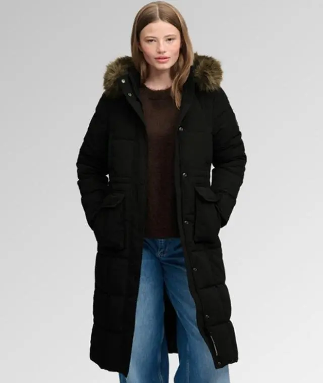 Superdry & Co Women's Everest Long Puffer Coat Black / Jet Black - 