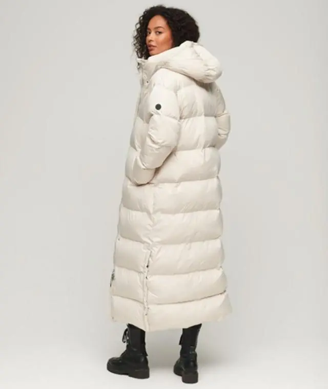 Superdry Women's Maxi Hooded Puffer Coat Grey / Rainy Day Grey - 