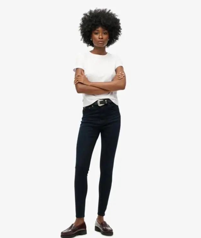Superdry & Co Women's Organic Cotton High Rise Skinny Denim Jeans Black / Viper Blue Black - 