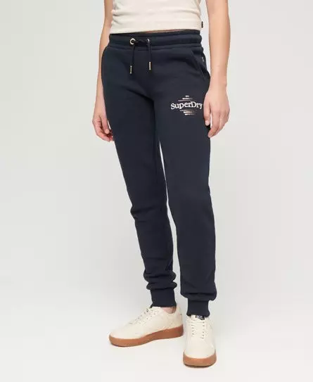 Superdry Women's Luxe Metallic Logo Slim Joggers Navy / Nautical Navy -