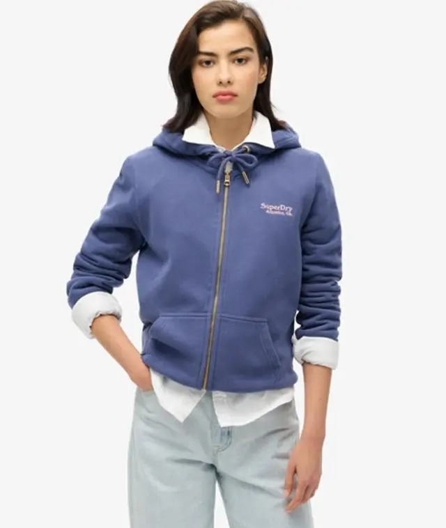 Superdry Women's Essential Logo Zip Hoodie Navy / Mariner Navy - 