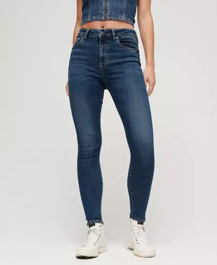 Superdry Women's Organic Cotton High Rise Skinny Denim Jeans Blue / Salem Mid Blue -