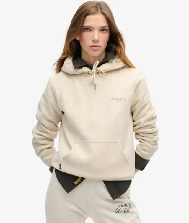 Superdry Women's Essential Logo Hoodie Beige / Light Oat Marl - 