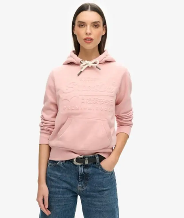 Superdry & Co Women's Embossed Vintage Logo Hoodie Pink / Vintage Blush Pink - 
