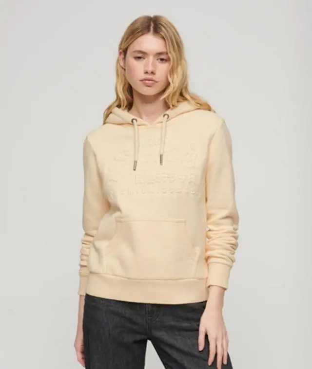 Superdry & Co Women's Embossed Vintage Logo Hoodie Cream / Rice White - 