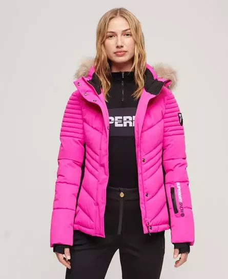 Superdry Women's Sport Ski Luxe Puffer Jacket Pink / Hyper Magenta Pink -