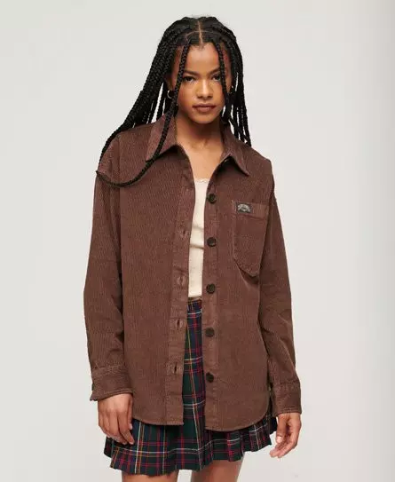 Superdry Women's Chunky Cord Overshirt Brown / Chocolate Brown -