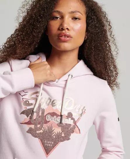 Superdry Women's Vintage Logo Narrative Hoodie Pink / Rose Pink Marl -