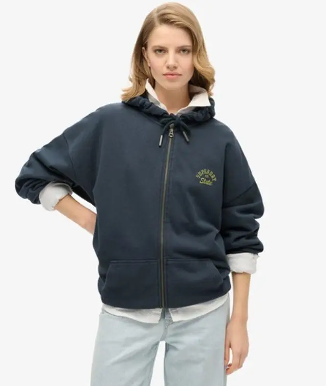 Superdry Women's Athletic Essentials Oversized Hoodie Blue / Blueberry Navy - 