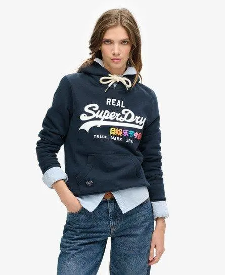 Superdry Women's Vintage Logo Pop Hoodie Navy / Eclipse Navy - 
