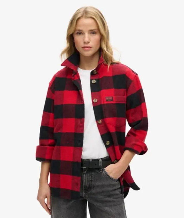Superdry Women's Check Flannel Overshirt Red / Red/buffalo Check - 