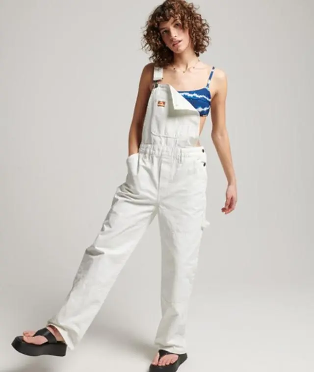 Superdry Women's Vintage Carpenter Dungarees Cream / Ecru - 