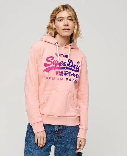 Superdry Women's Tonal Vintage Logo Graphic Hoodie Pink / Peach Pink Marl - 