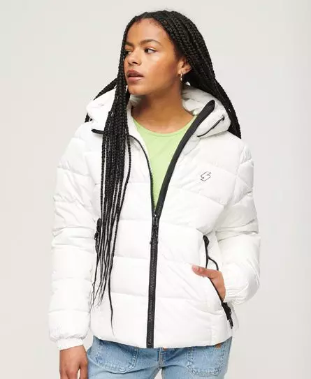 Superdry Women's Hooded Spirit Sports Puffer Jacket White / Optic -