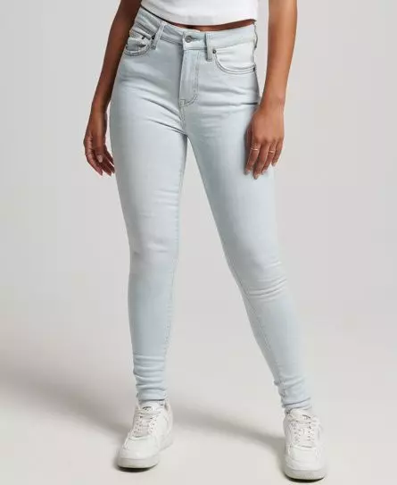 Superdry Women's Organic Cotton High Rise Skinny Denim Jeans Light Blue / Icy Blue -