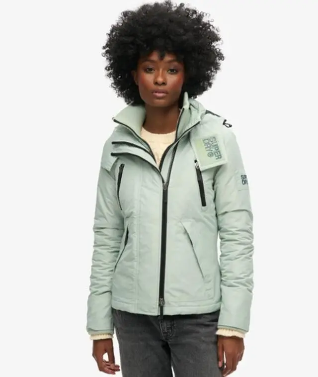 Superdry Women's Hooded Mountain Windbreaker Jacket Green / Sea Green - 