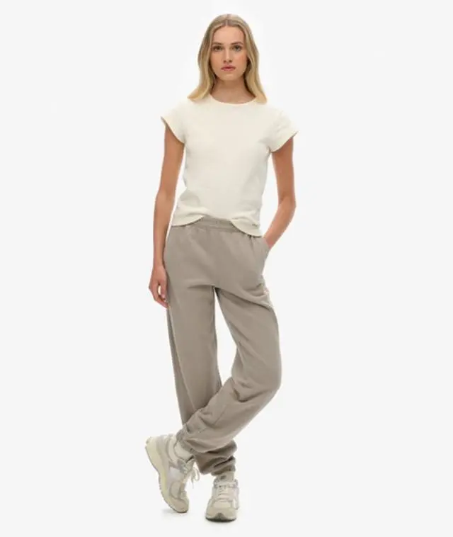 Superdry Women's Sportswear Boyfriend Joggers Beige / Deep Beige Slub - 