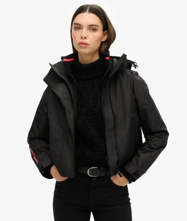 Superdry & Co Women's Hooded Embroidered SD Windbreaker Jacket Black - 