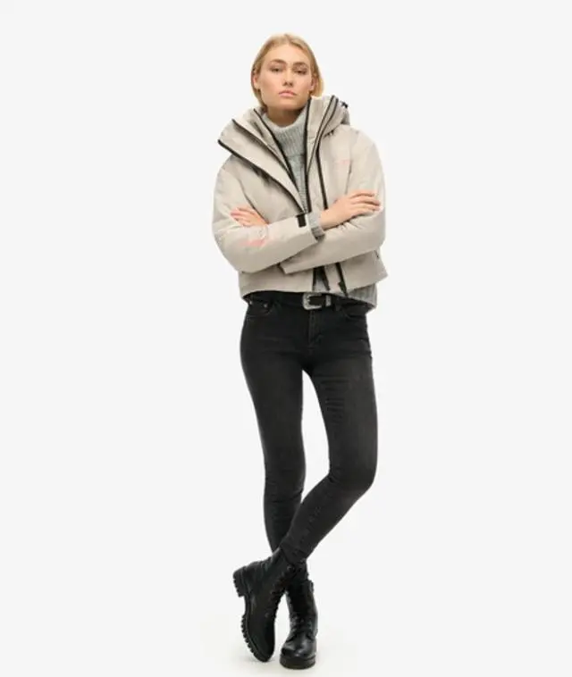 Superdry Women's Hooded Embroidered SD Windbreaker Jacket Beige / Chateau Beige - 