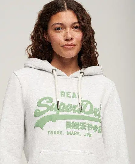 Superdry Women's Neon Graphic Hoodie Light Grey / Ice Marl - 