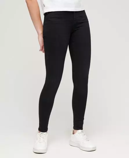 Superdry Women's Organic Cotton High Rise Skinny Denim Jeans Black / Black Rinse -