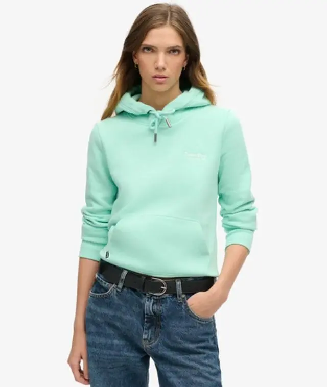 Superdry Women's Essential Logo Hoodie Green / Beach Glass Green - 